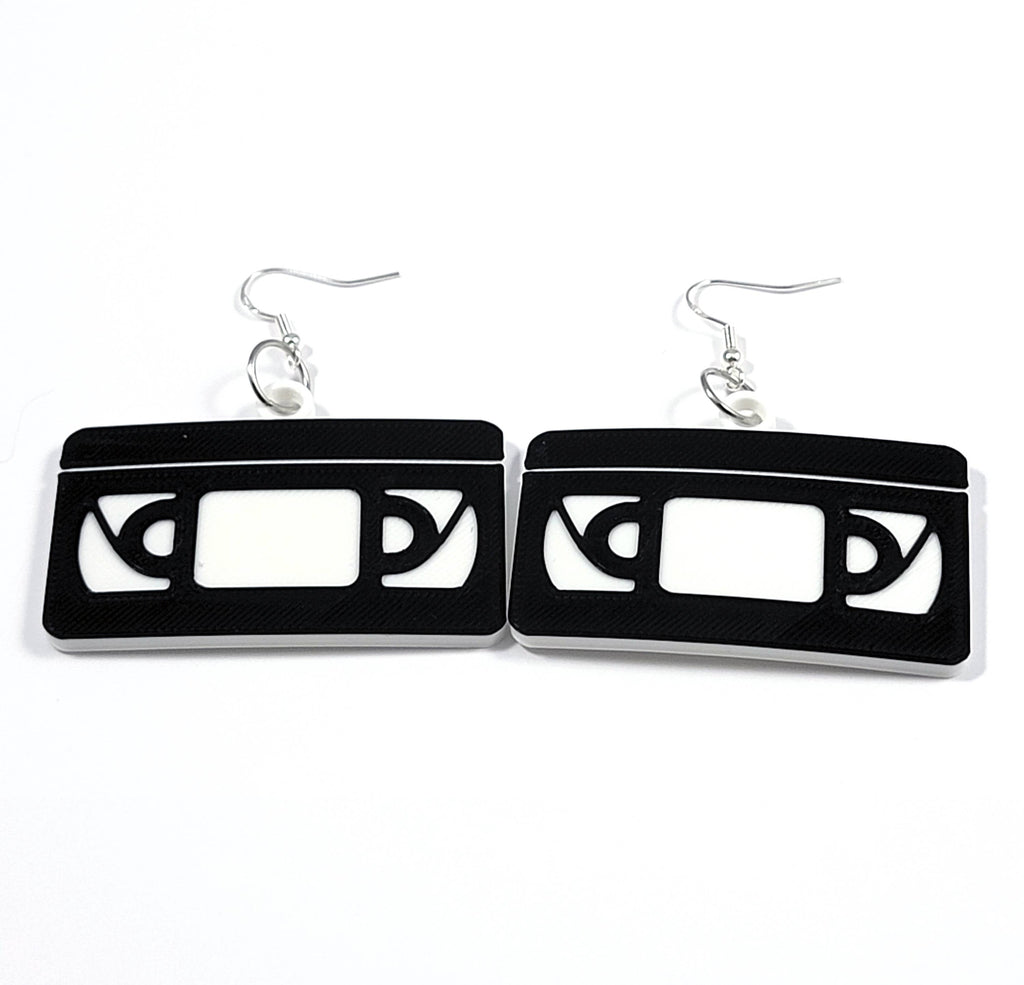 VHS Tape Statement Earrings 3D Printed