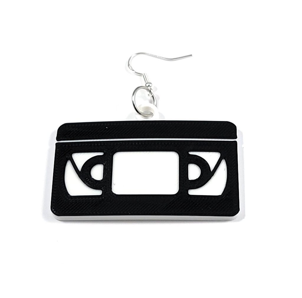 VHS Tape Statement Earrings 3D Printed