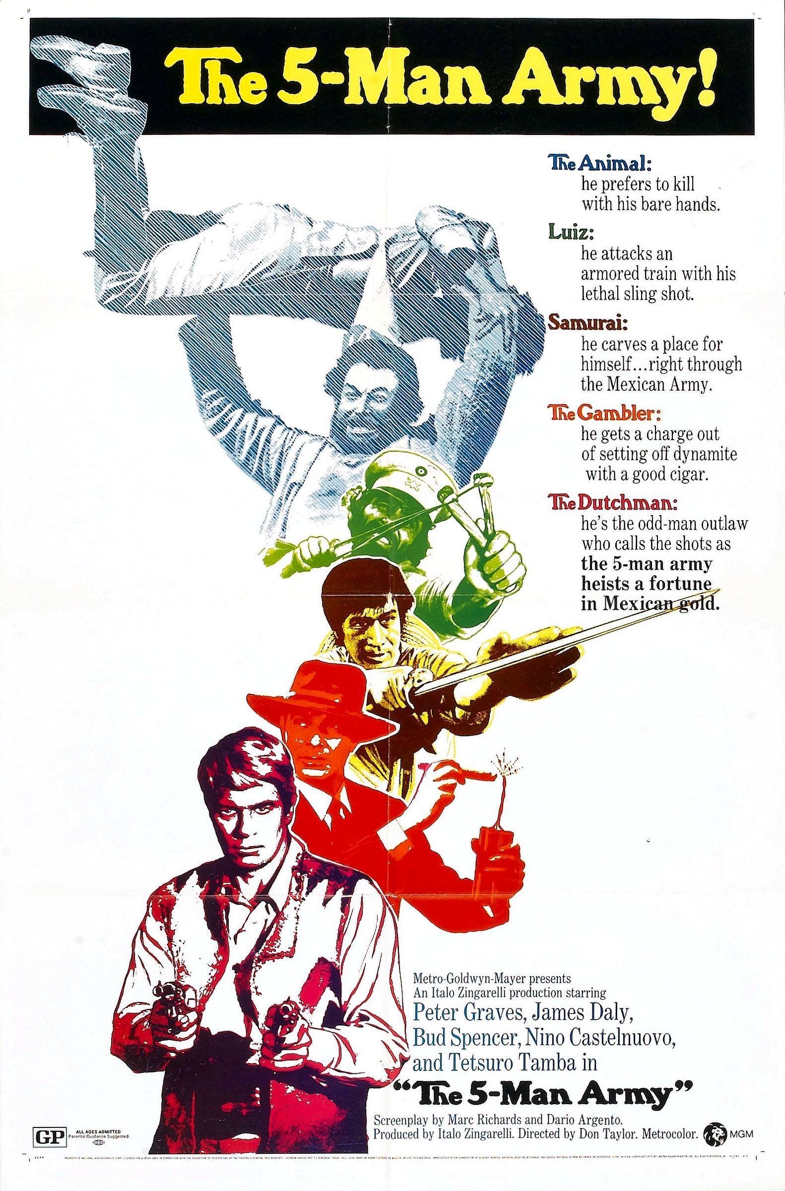 The 5 Man Army ! (1969) Reproduction 11" x 17" Posters